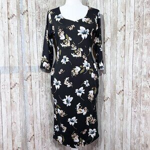 Women's Loveappella Maternity Dress | Medium | Black | Floral | Stretch